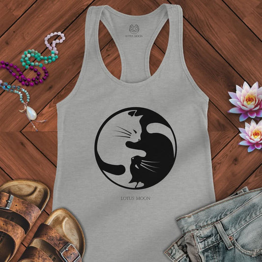 Yin Yang Cats Tank Heather Grey