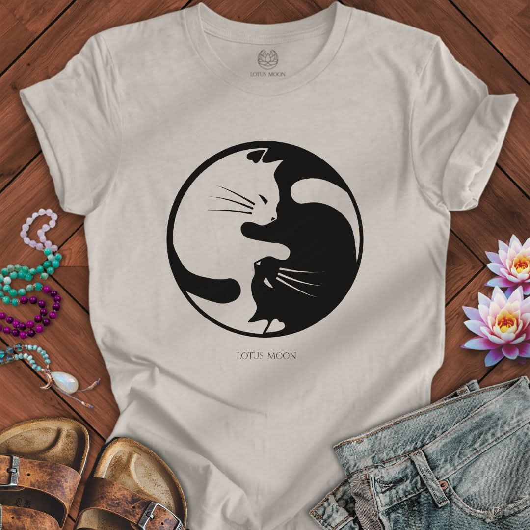 Yin Yang Cats Tee Heather Dust