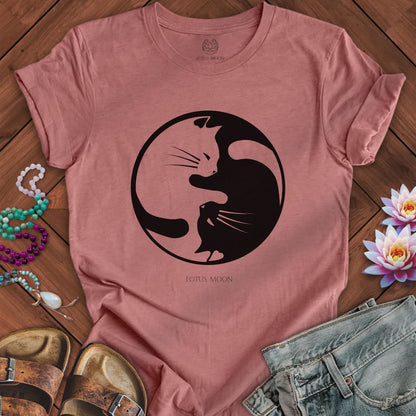 Yin Yang Cats Tee Heather Mauve