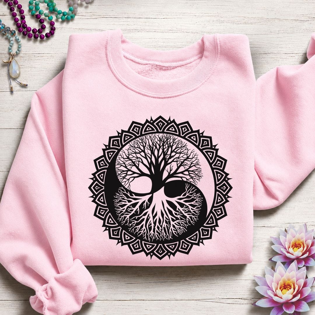 Printify Sweatshirt Yin Yang Tree of Life Sweatshirt Light Pink / S