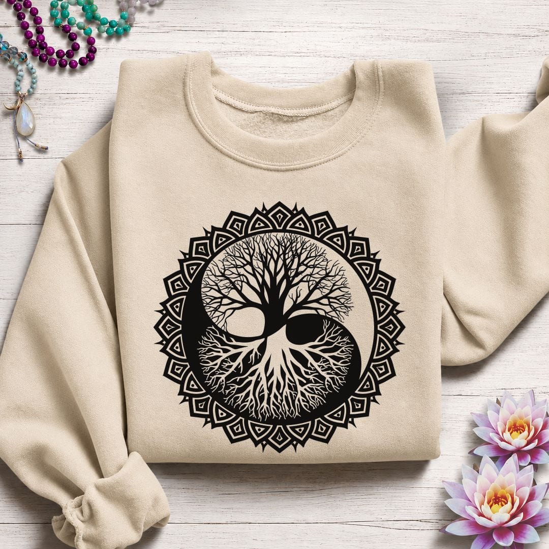 Printify Sweatshirt Yin Yang Tree of Life Sweatshirt Sand / S