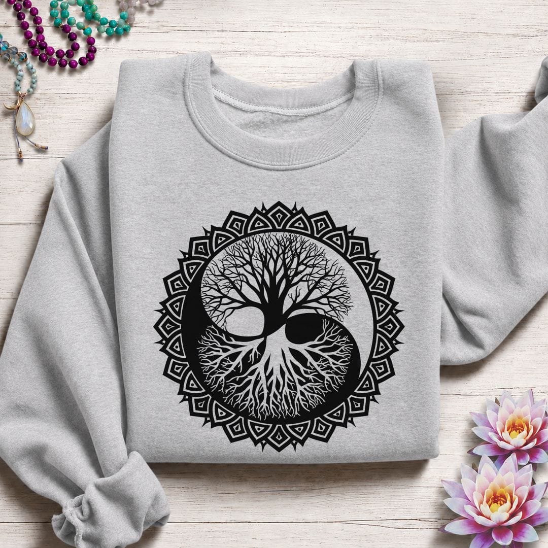Printify Sweatshirt Yin Yang Tree of Life Sweatshirt Sport Grey / S