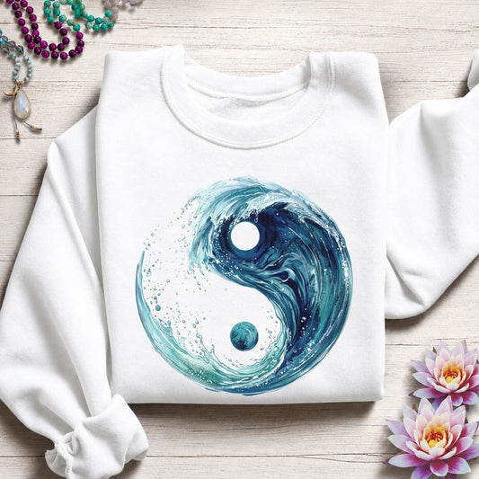 Yin Yang Wave Sweatshirt White
