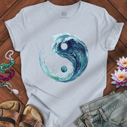 Printify T-Shirt Yin Yang Wave Tee Light Blue / S