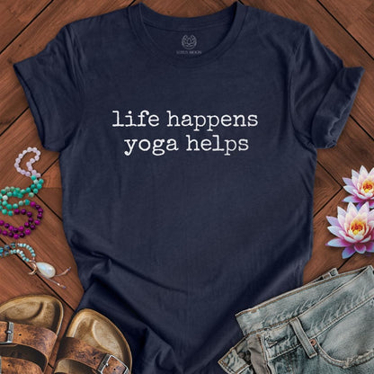 Yoga Helps Tee Heather Midnight Navy