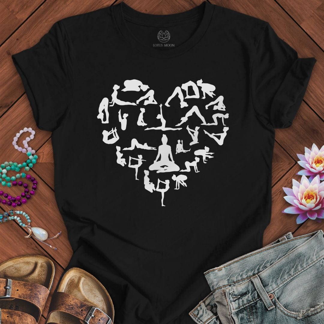 Yoga Pose Heart Tee Black Heather