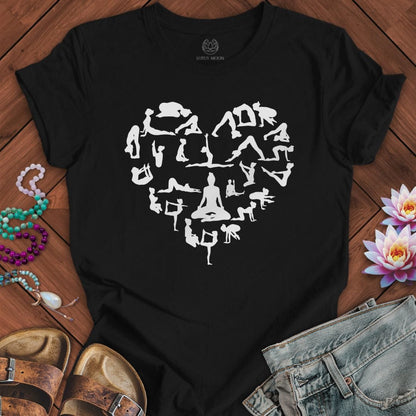 Yoga Pose Heart Tee Black Heather