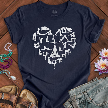 Yoga Pose Heart Tee Heather Midnight Navy