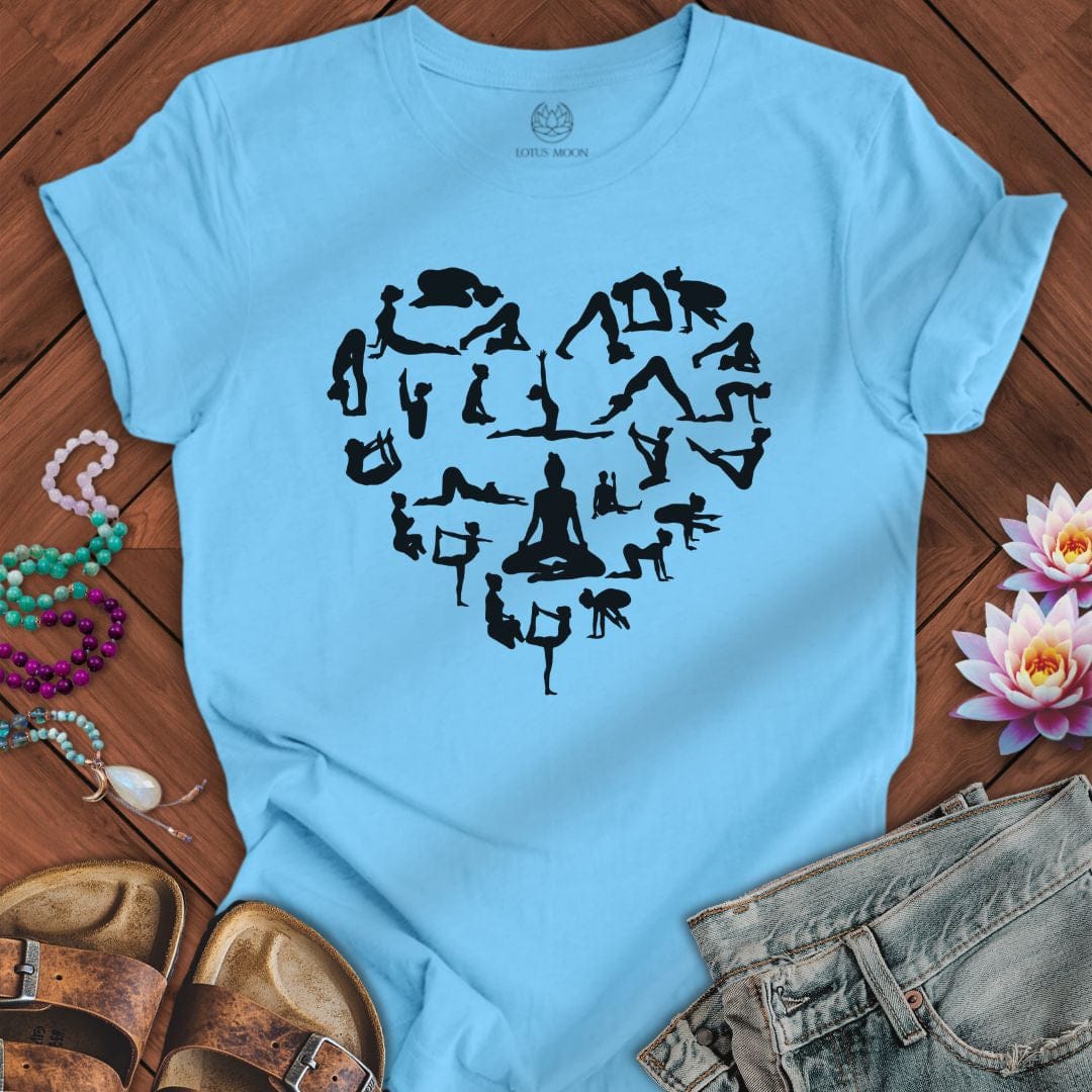 Yoga Pose Heart Tee Ocean Blue