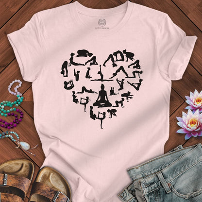 Yoga Pose Heart Tee Soft Pink