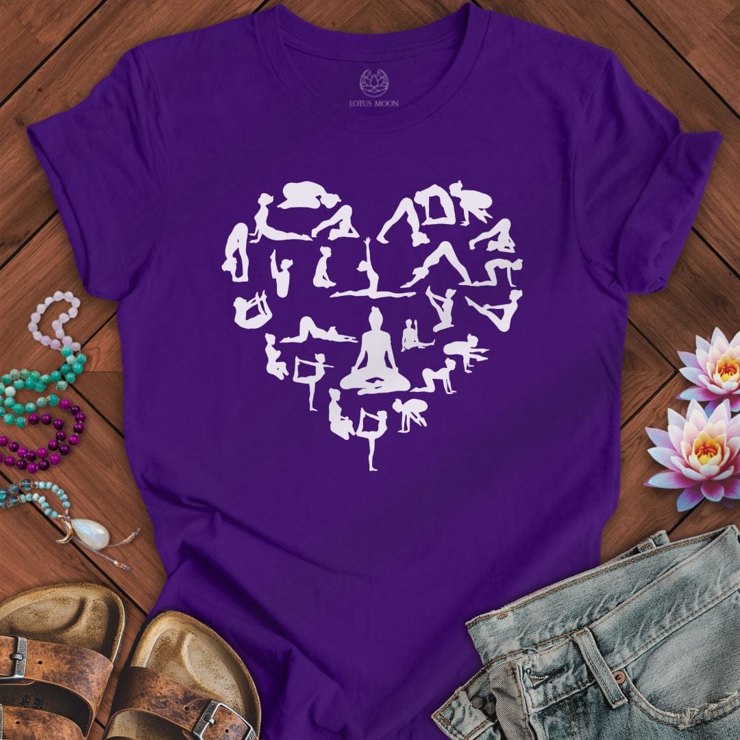 Yoga Pose Heart Tee Team Purple