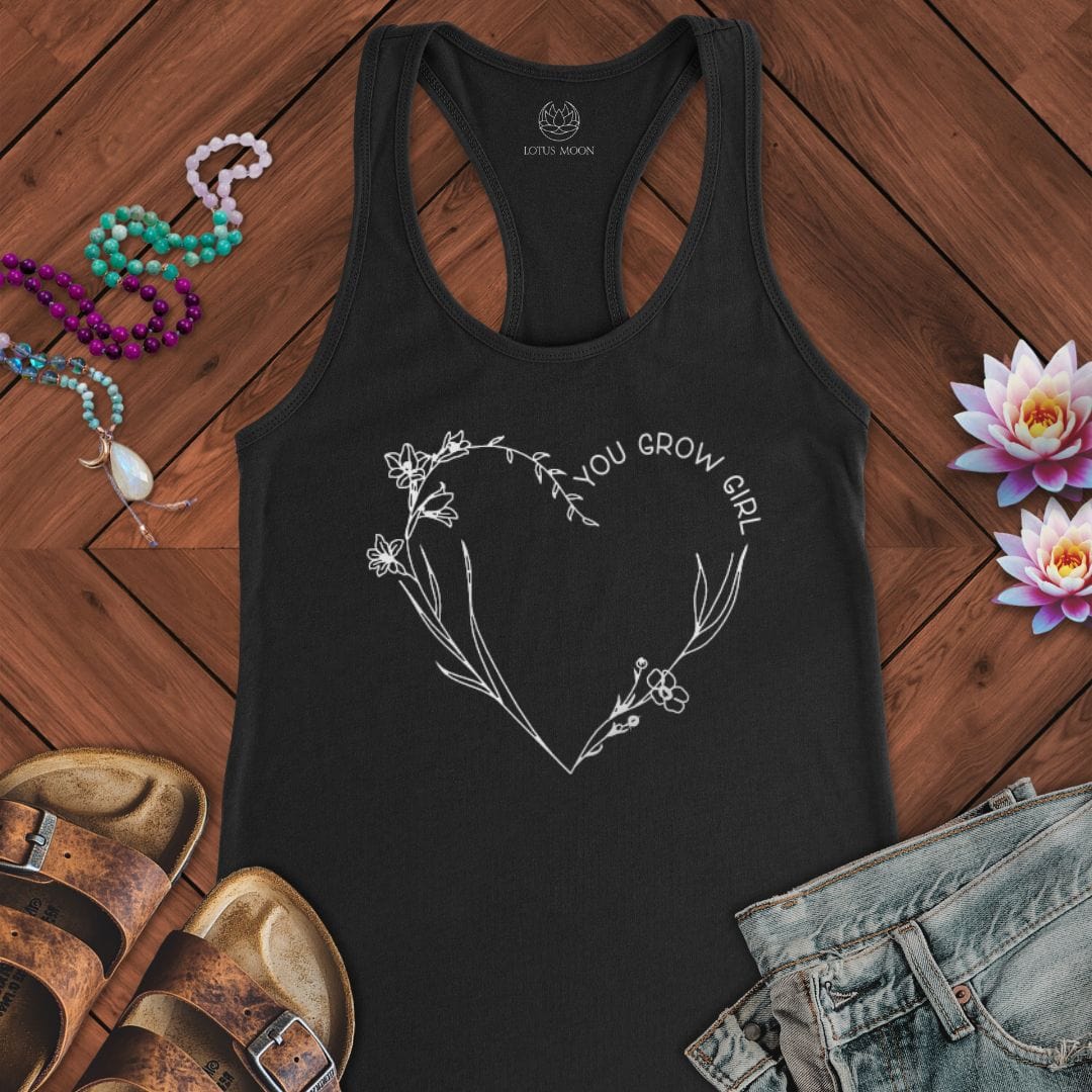 You Grow Girl Tank Solid Black
