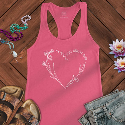You Grow Girl Tank Solid Hot Pink