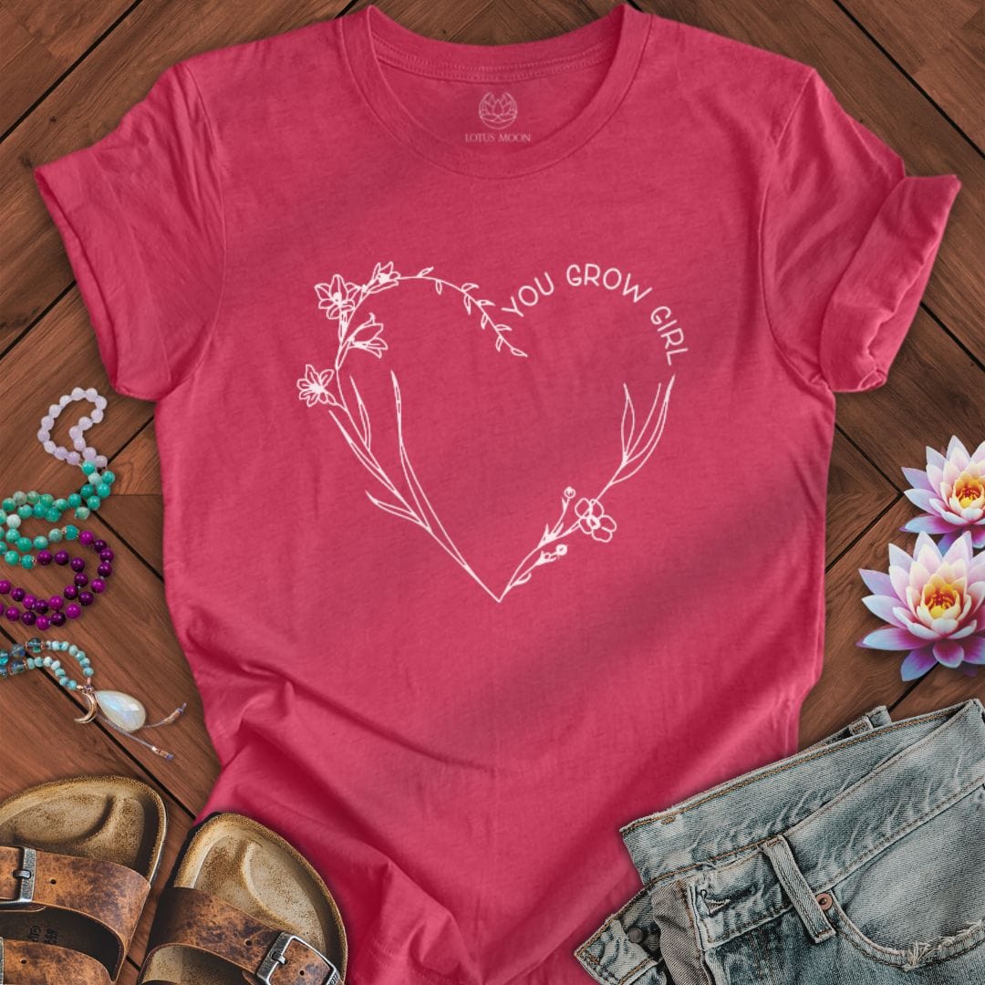 You Grow Girl Tee Heather Raspberry