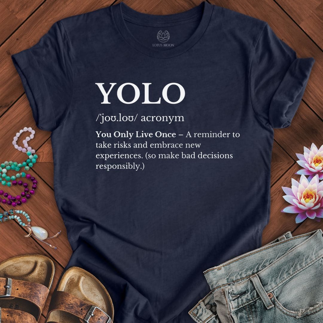 Printify T-Shirt You Only Live Once Tee Heather Midnight Navy / S
