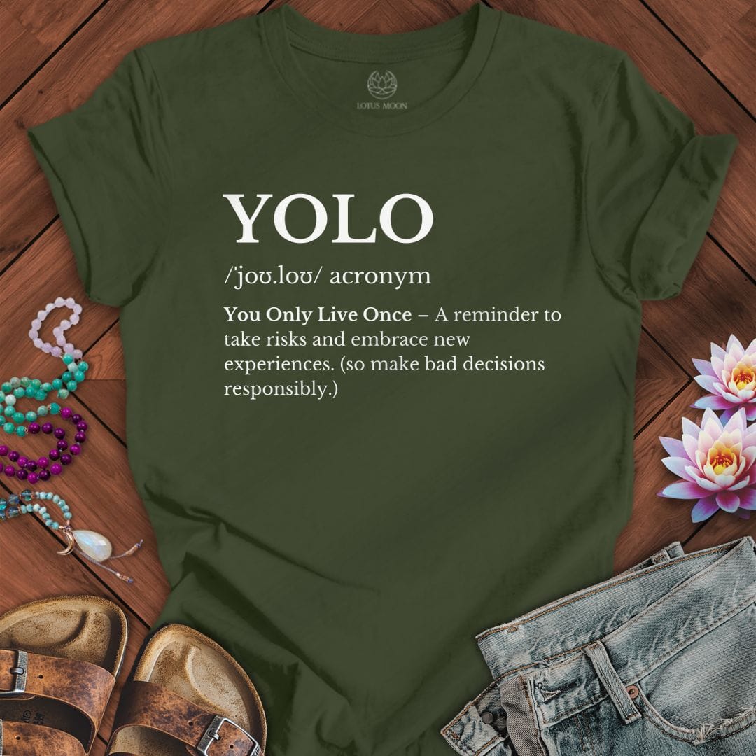 Printify T-Shirt You Only Live Once Tee Military Green / S