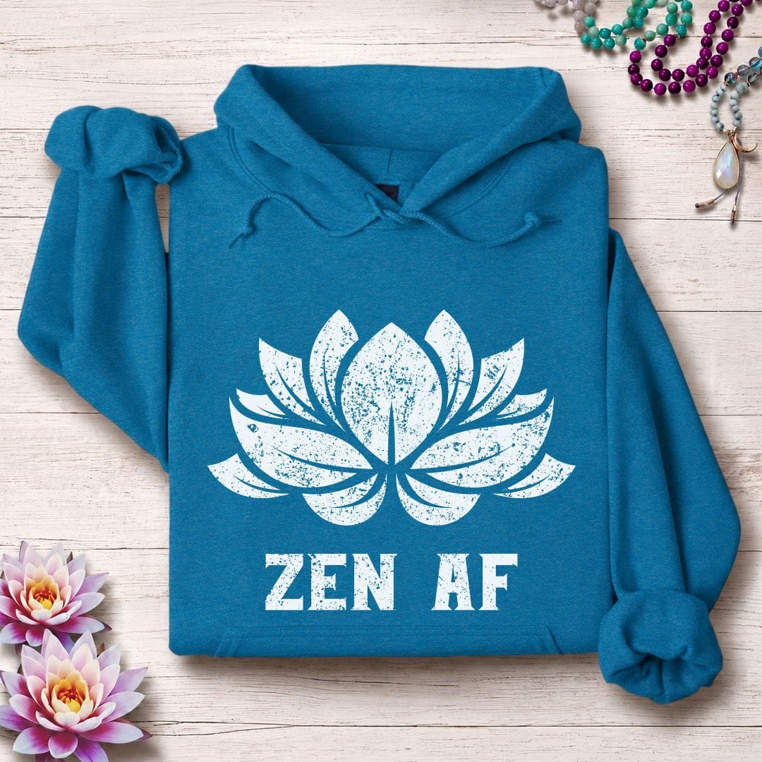 Printify Hoodie Zen AF Lotus Hoodie Antique Sapphire / S