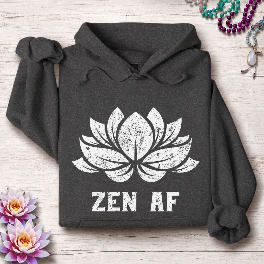 Printify Hoodie Zen AF Lotus Hoodie Dark Heather / S