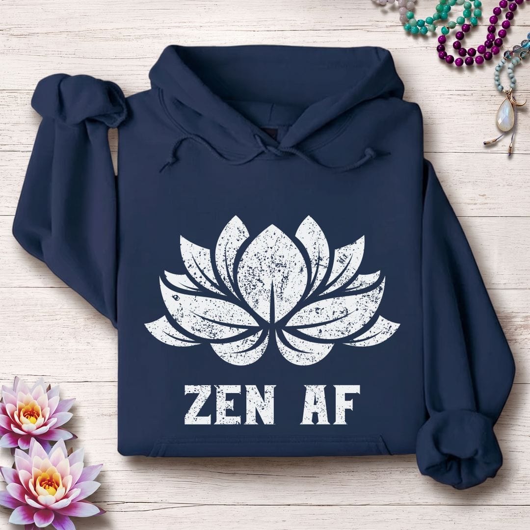 Printify Hoodie Zen AF Lotus Hoodie Navy / S