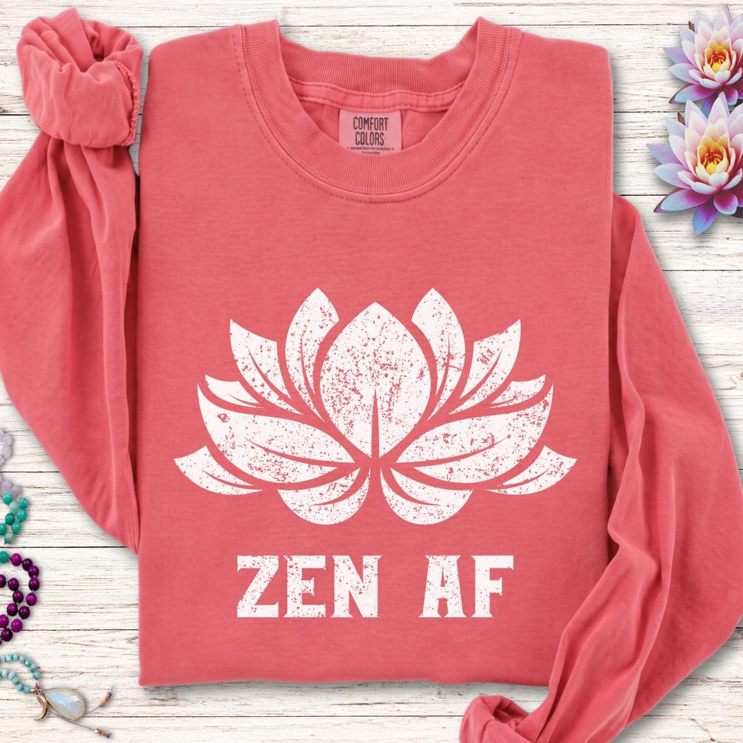 Printify Long-sleeve Zen AF Lotus Long Sleeve Tee Watermelon / S