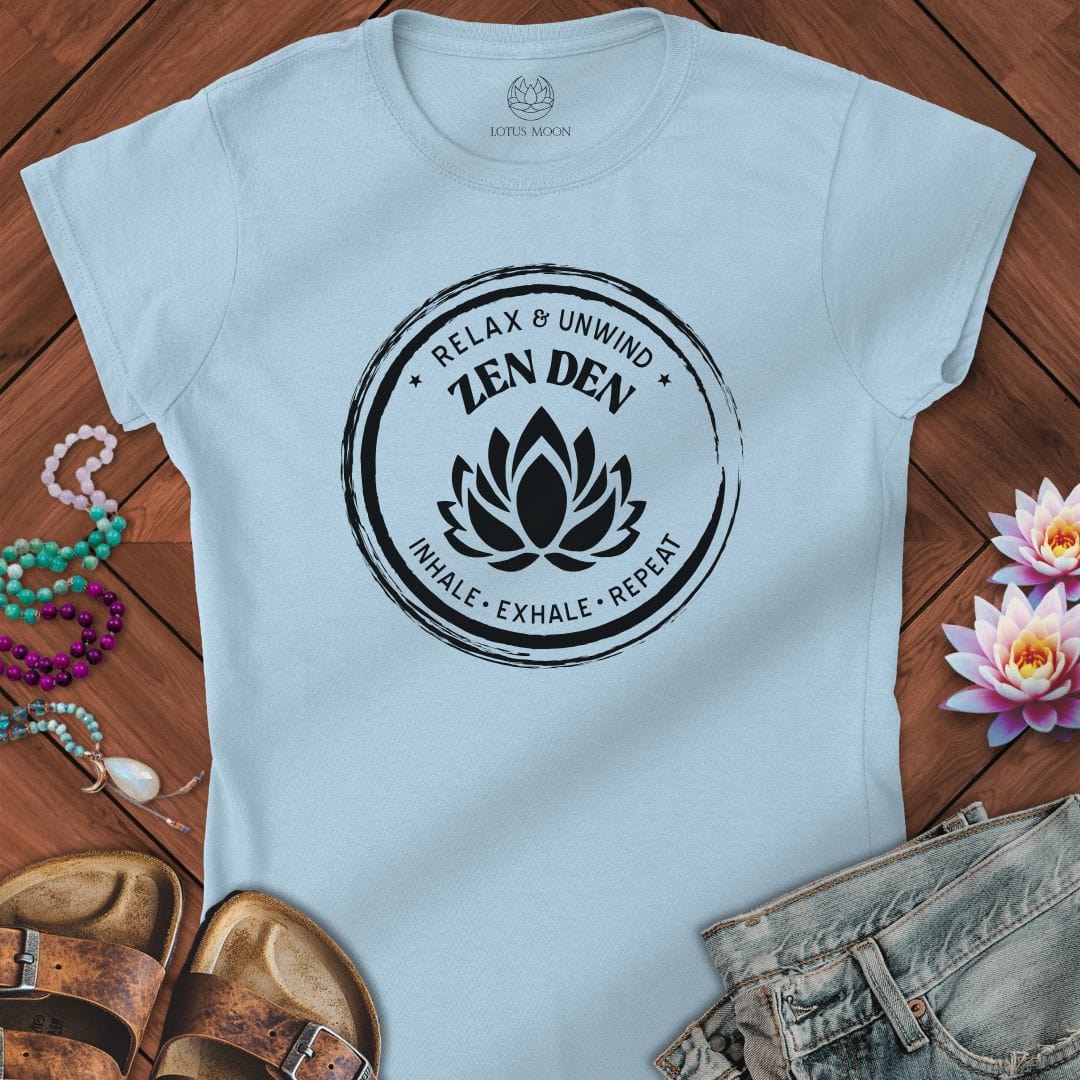 Zen Den Fitted Tee Light Blue